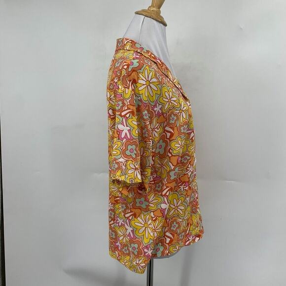 Vans Shirt Womens XS Extra Small Multi Resort Floral Front Button Retro Collar - Picture 4 of 13
